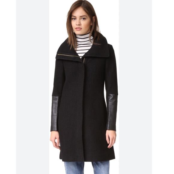 Club Monaco Black Wool Wayland Cocoon Pea Coat - Picture 1 of 10